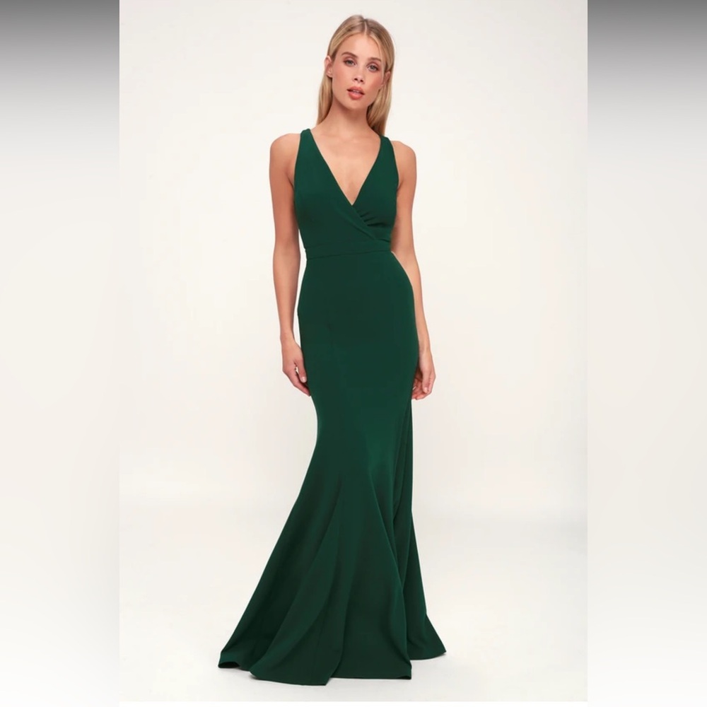 EUC Lulu’s Always Be In Love Forest Green Twist-Back Maxi